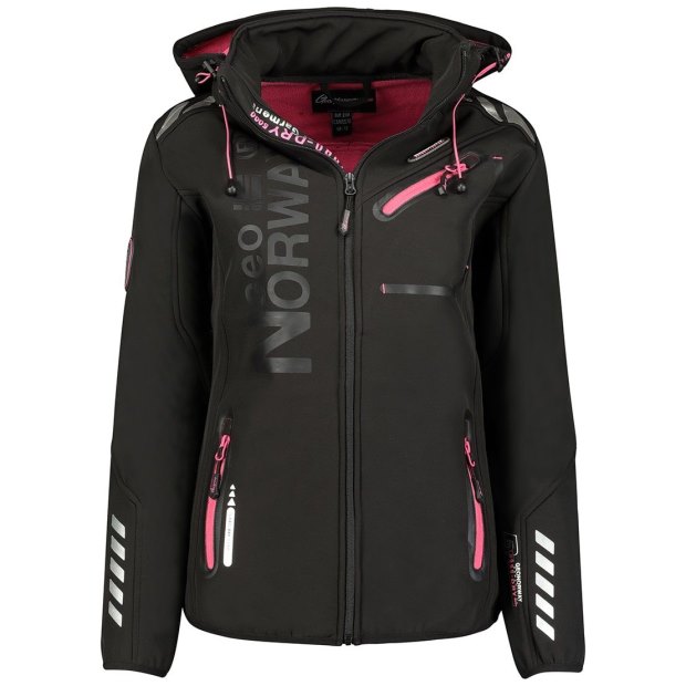 Geographical Norway Chaqueta Softshell De Mujer Reine Negro / Llamativo Rosa Rosa