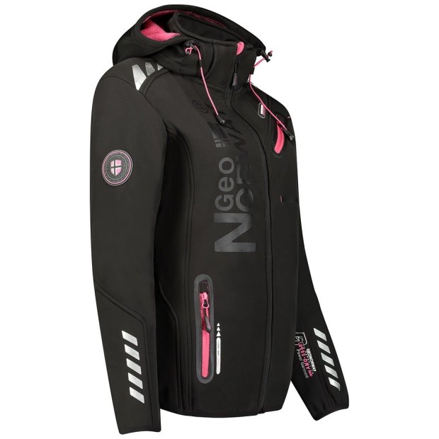 Geographical Norway Chaqueta Softshell De Mujer Reine Negro / Llamativo Rosa Rosa